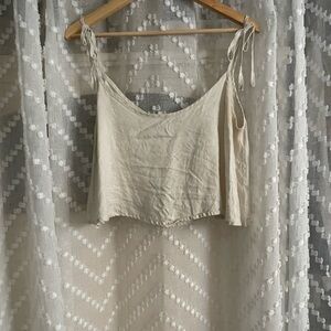 Neutral Linen Cropped Camisole  Top